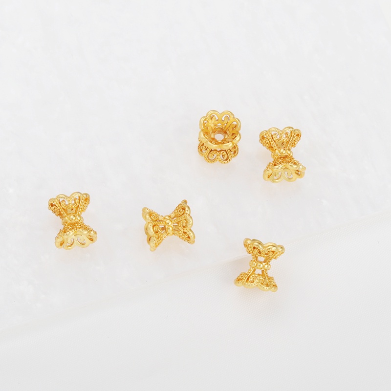 Hạt Xâu Chuỗi Vàng 18k Hai Mặt 8 * 9mm Tự Làm Trang Sức Tiện Dụng
