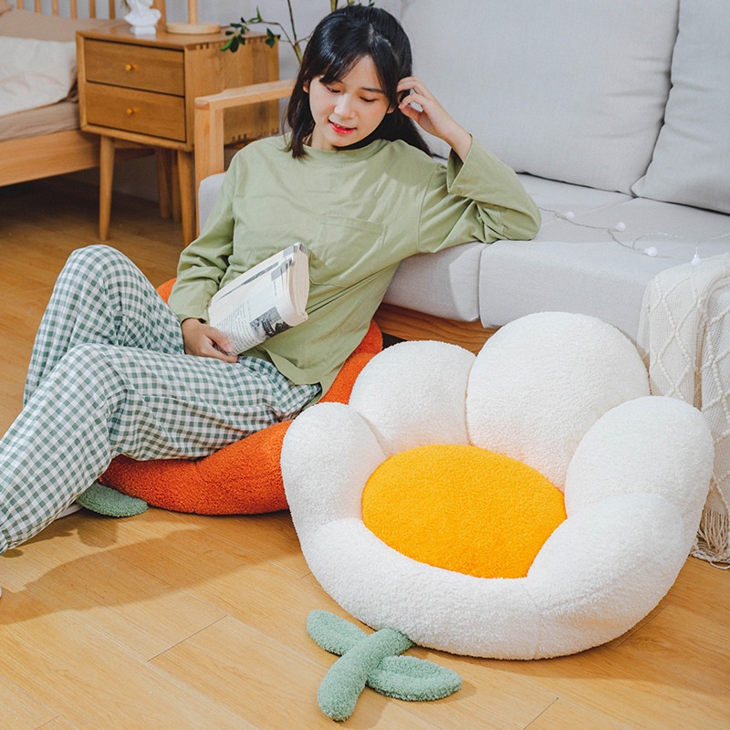 Đệm ngồi NAFENAI bằng cotton hình hoa mềm mại trên sàn nhà/cửa sổ mùa đông