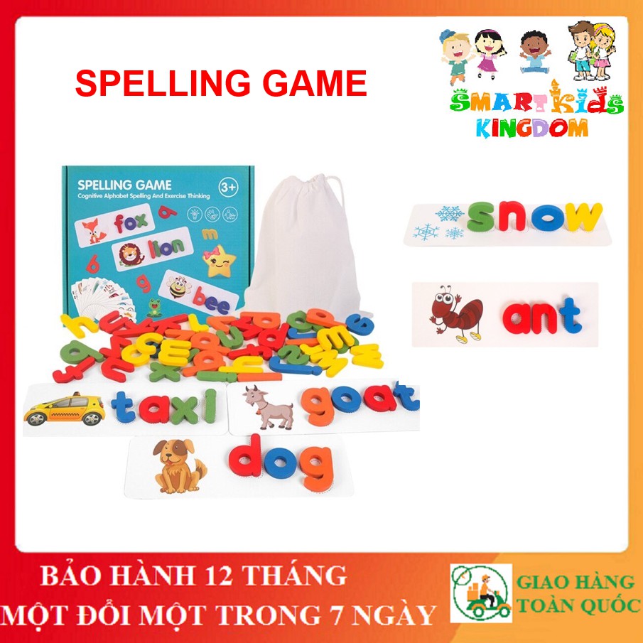 Spelling Game - Đồ Chơi Ghép Chữ Đánh Vần - Thẻ Học Tiếng Anh (bộ xanh)