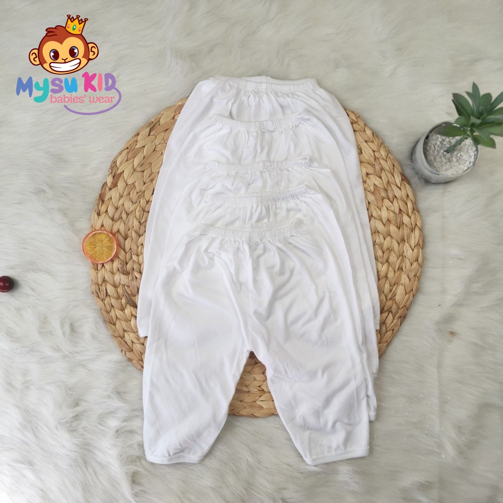 [Cotton Loại 1] Quần thun dài cotton mặc nhà cho bé màu trắng từ 7kg đến 50kg