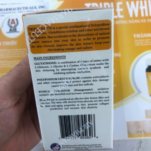 Triple White viên uống trắng da chống nắng nhập khẩu chính hãng Mỹ - Hộp 50 viên | BigBuy360 - bigbuy360.vn