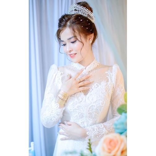 Bộ áo dài kem von