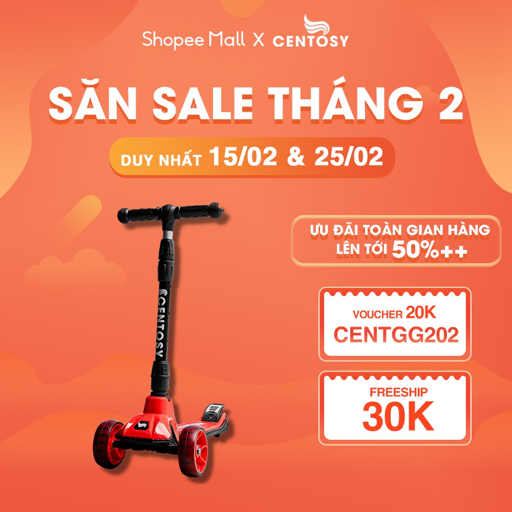 Xe Scooter Trẻ Em Cao Cấp [Centosy] S1 - Có Đèn Và Hình Bắt Mắt, Gấp Gọn Tiện Lợi