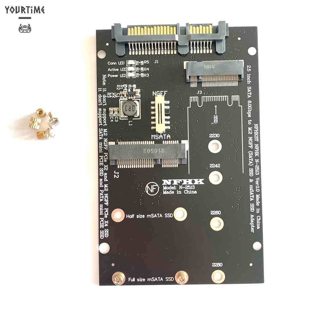 Thẻ Chuyển Đổi 2 Trong 1 M.2 NGFF MSATA SSD Sang SATA 7 15Pin 2.5 inch