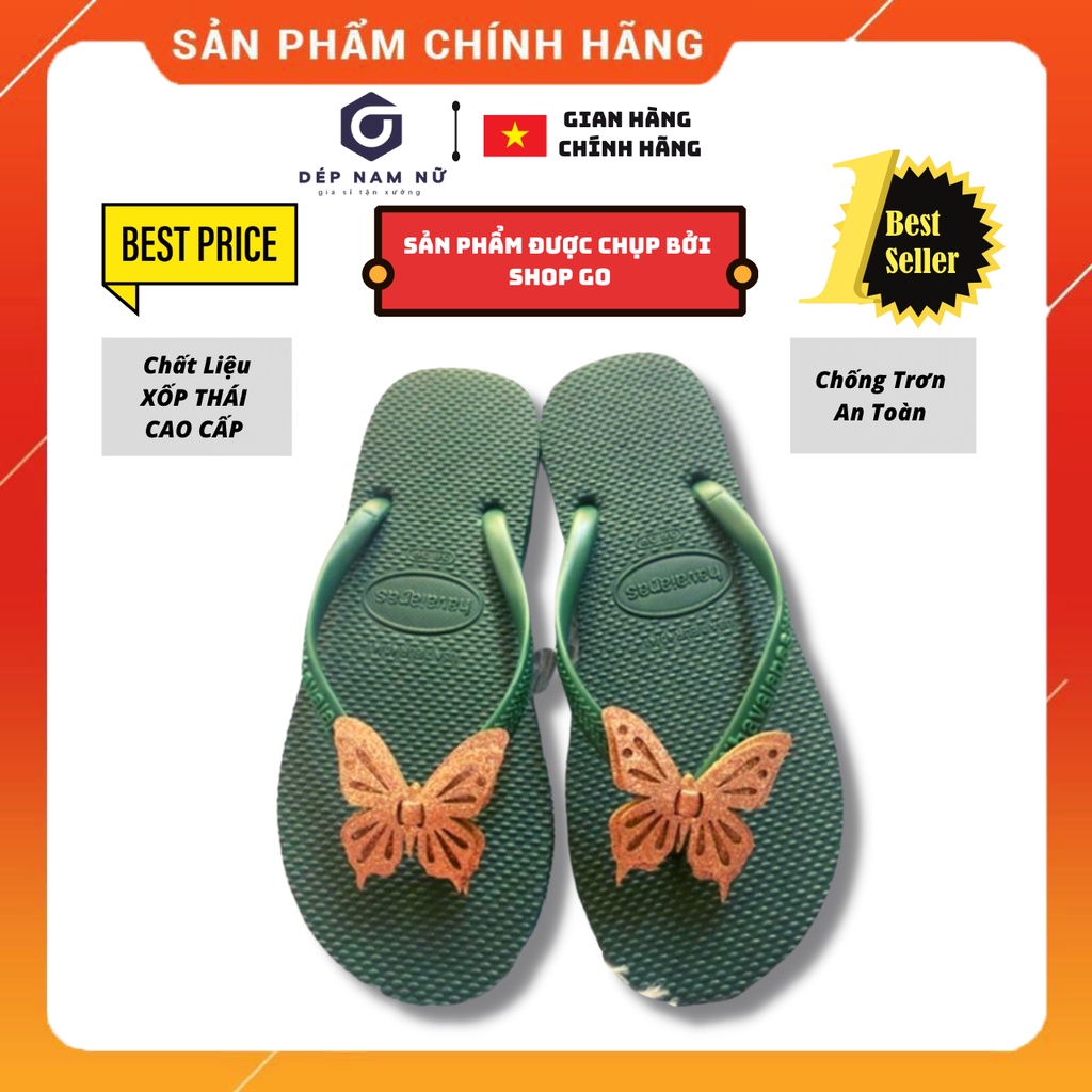 Dép Xốp Thái Nữ Go đính Charm Bướm siêu nhẹ đi trong nhà thoải mái chống trượt Giá thành hợp lí Thời Trang Dép Nam Nữ