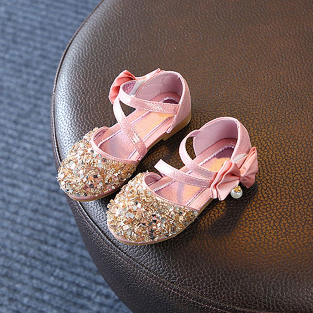Giày búp bê đính đá lấp lánh phối nơ dễ thương cho bé gái
