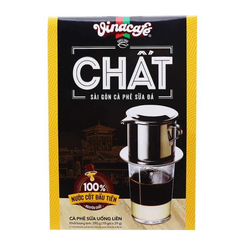 Hộp 10 gói cà phê sữa uống liền VINACAFE CHẤT 290gram