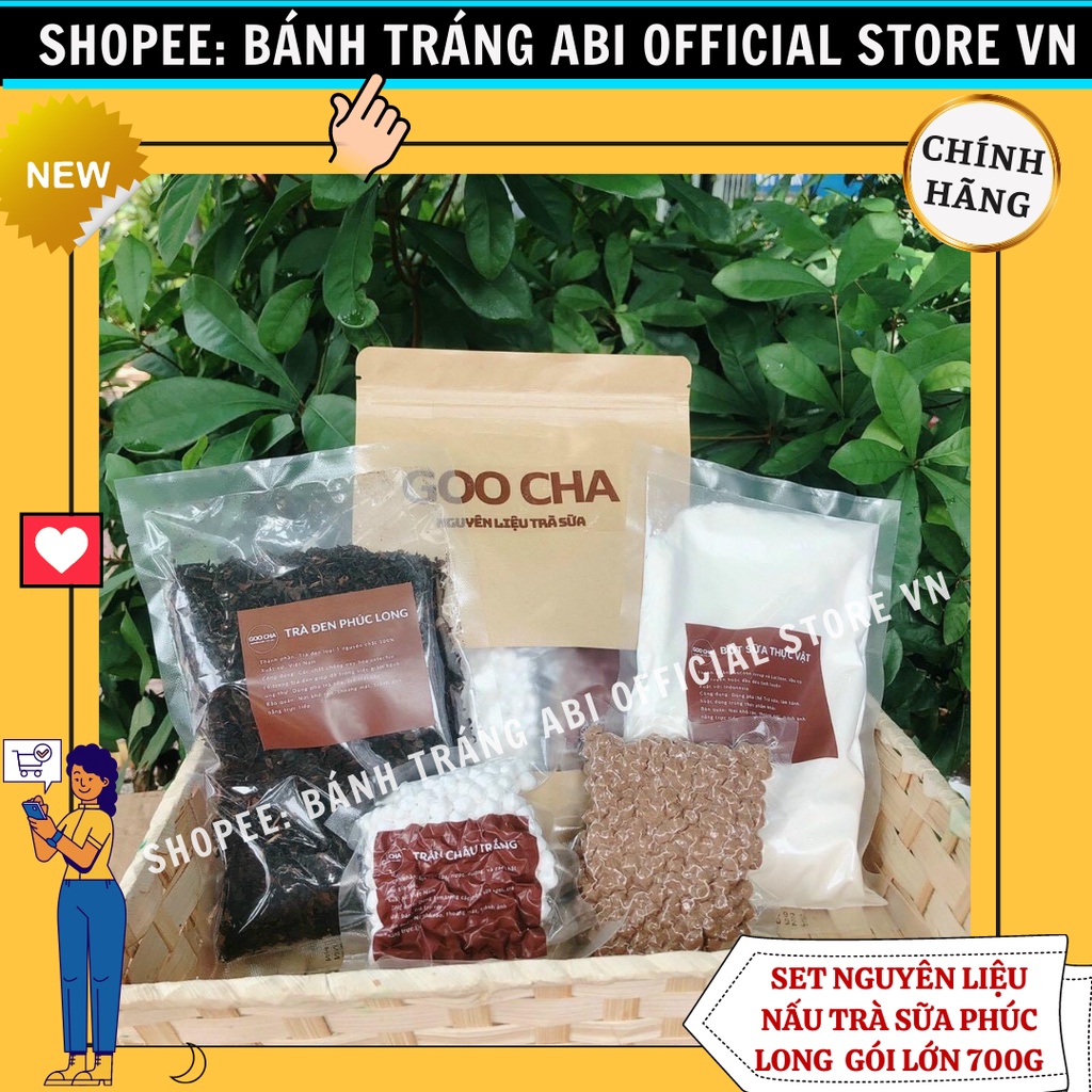 SET COMBO NGUYÊN LIỆU TRÀ SỮA PHÚC LONG-THÁI ĐỎ-THÁI XANH GOO CHA GỒM 4 MÓN TÚI LỚN 700G