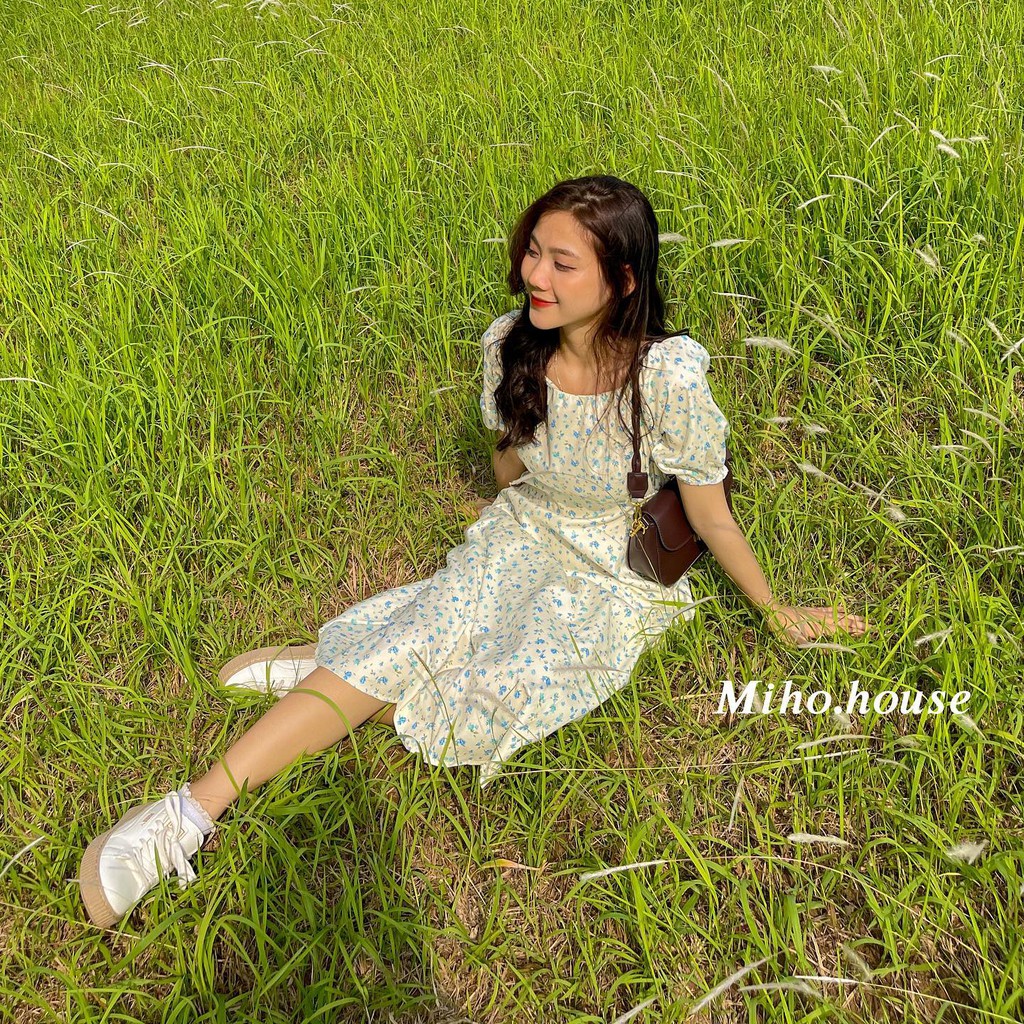 (FREESHIP)Đầm hoa nhí xanh 6497 hàng quảng châu cao cấp(FREESHI)