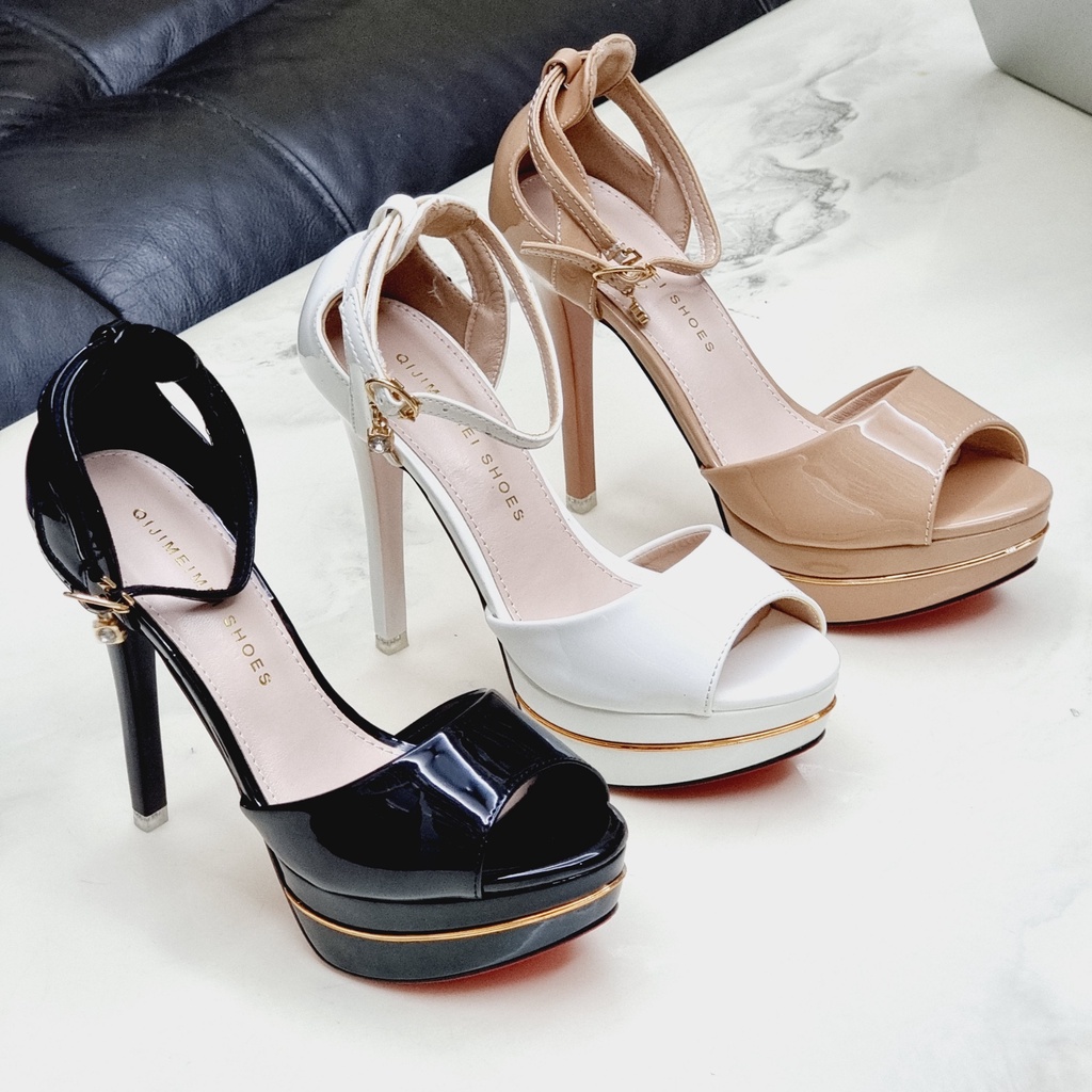 Sandal Cao Gót 13p Đế Đúp Kép💥HÀNG ĐẸP💥Giày Cô Dâu Đi Tiệc 208-129