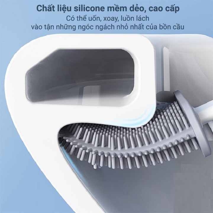 Cọ Vệ Sinh Bồn Cầu Dán Tường, Cọ Toilet Silicon Kèm Hộp Đựng Tiện Dụng, Chổi Vệ Sinh Nhà Tăm Siêu Sạch