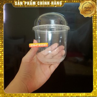 Cốc nhựa chữ U đựng trà sữa 360ml 50 cái kèm nắp vồng