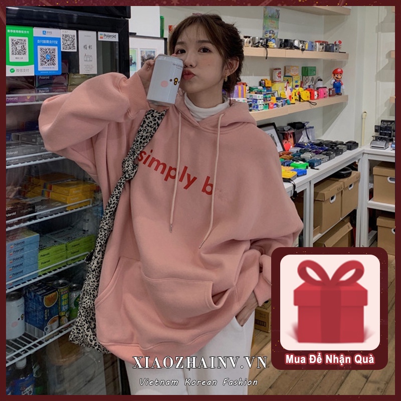 Áo hoodie mỏng tay dài dáng rộng màu hồng phong cách Hàn Quốc cho nữ | BigBuy360 - bigbuy360.vn
