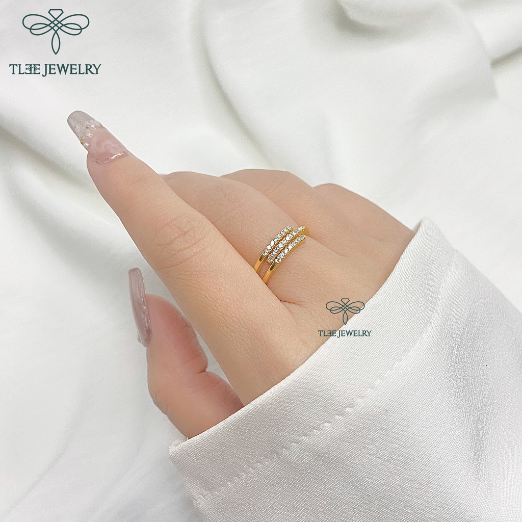 Nhẫn bạc nữ TLEE ghép mạ vàng 14k nạm đá cao cấp TleeJewelry A0133