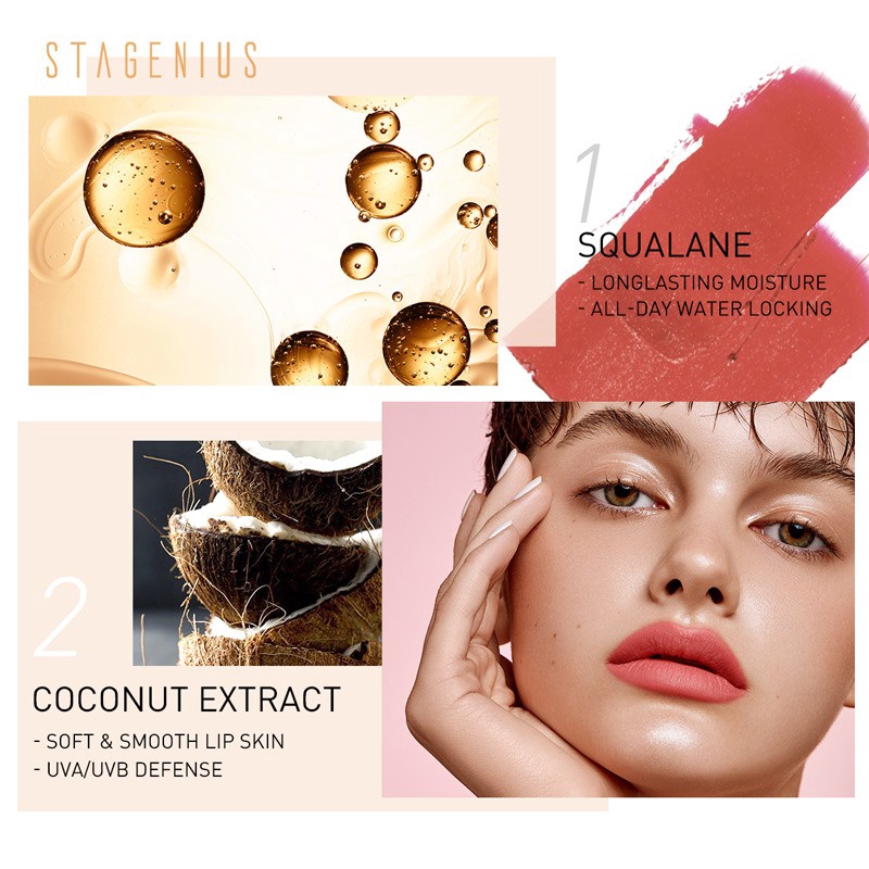 Son Lì STAGENIUS SoulMATTE Ẩm Mượt Chất Lượng Cao Son môi