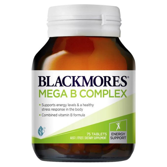 Vitamin B tổng hợp, Mega B , Super B-complex ,Viên uống Bổ Sung Vitamin Nhóm B , Blackmores Mega B Complex 75 viên