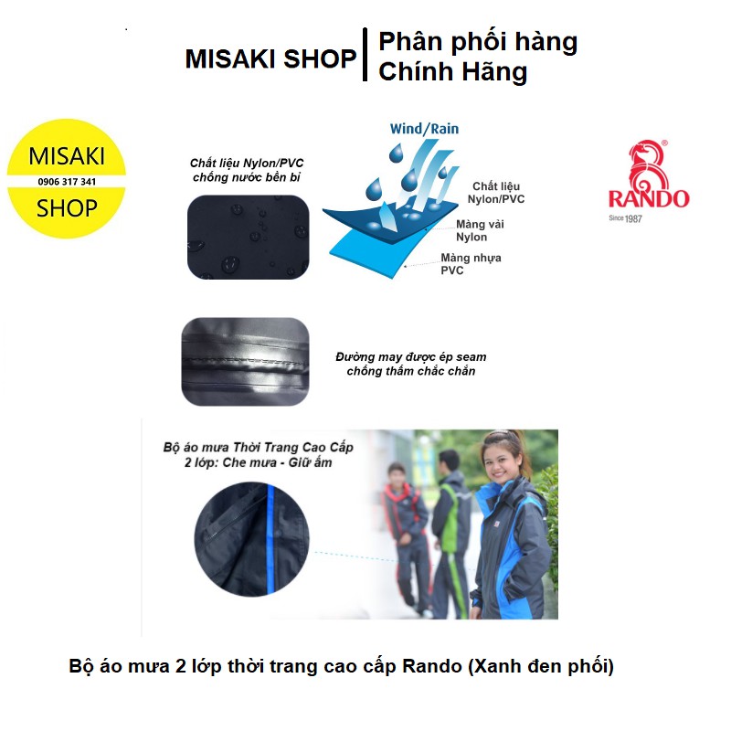 Áo Mưa Bộ _02 Lớp Thời Trang Nam Cao Cấp Rando ASNM-38📞Misaki Shop