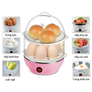 dụng cụ luộc trứng hấp thức ăn đa năng 2 tầng, nồi tiện cho việc, hấp. luộc ... chế biến đồ ăn nhanh, dễ vệ sinh