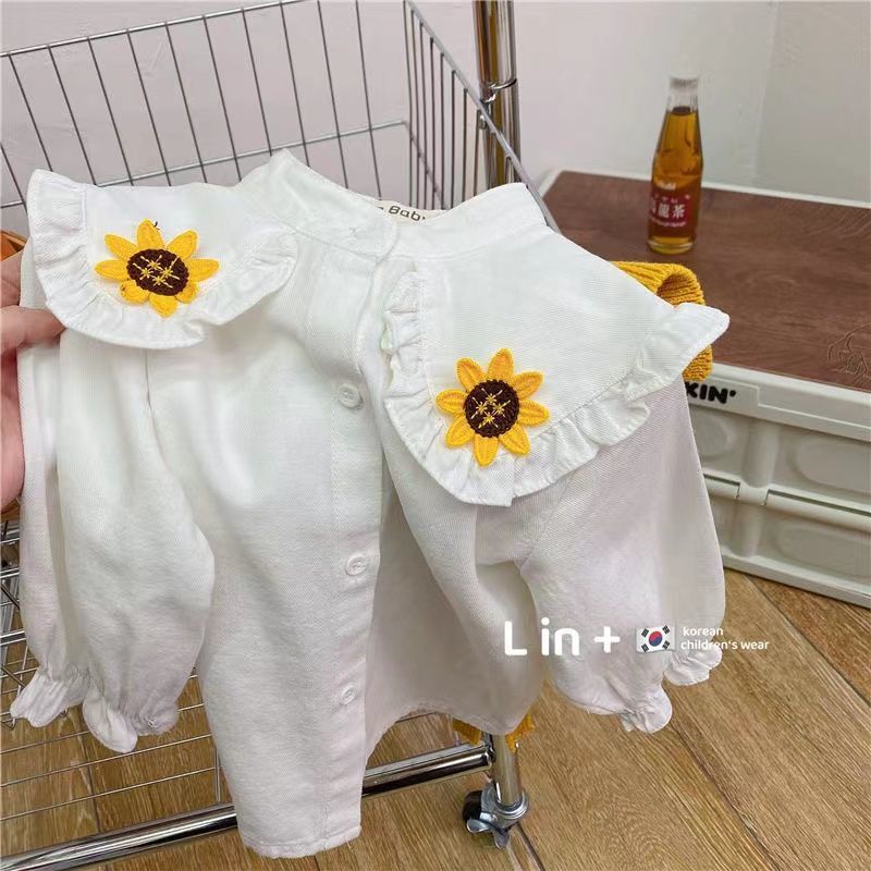 ✨Đốm✨ Set Đồ Thu Đông 2022 Gồm Áo Sơ Mi Và Quần Jean Dài Phong Cách Mới Cho Bé Gái
