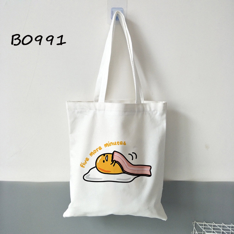 Túi Vải Canvas Đeo Vai In Hình Trứng Lười Gudetama Đáng Yêu Cho Nữ