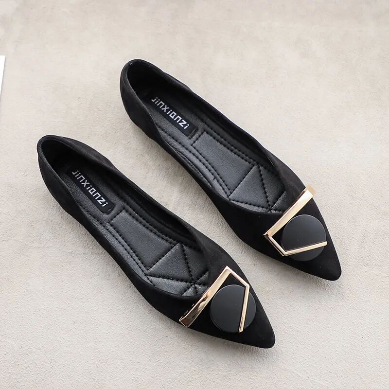 Giày Búp Bê Da Lộn Mũi Nhọn Đế Bằng Thanh Lịch Thời Trang Cho Nữ Size 33-44