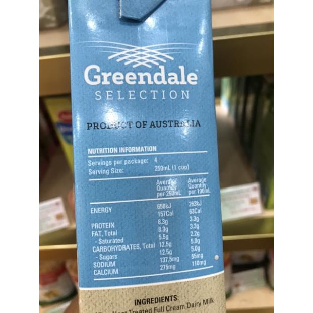 Hàng Nhập Khẩu Sữa tươi nguyên kem Greendale 12 HỘP x 1 LÍT