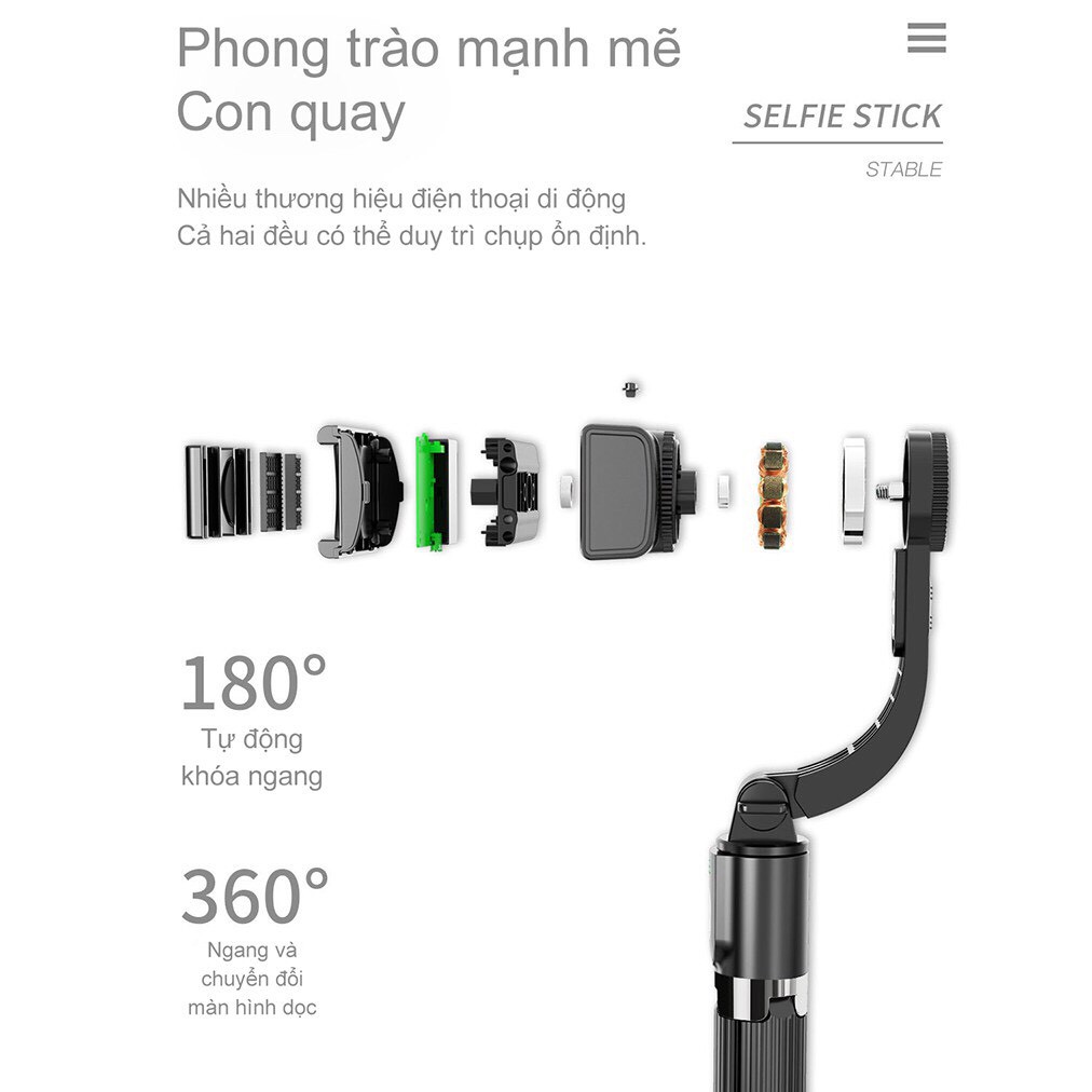 [ Hàng cao cấp ] Tay cầm chống rung điện tử có Bluetooth, Gimbal L08, Gậy chụp hình quay video chống rung cao cấp | BigBuy360 - bigbuy360.vn