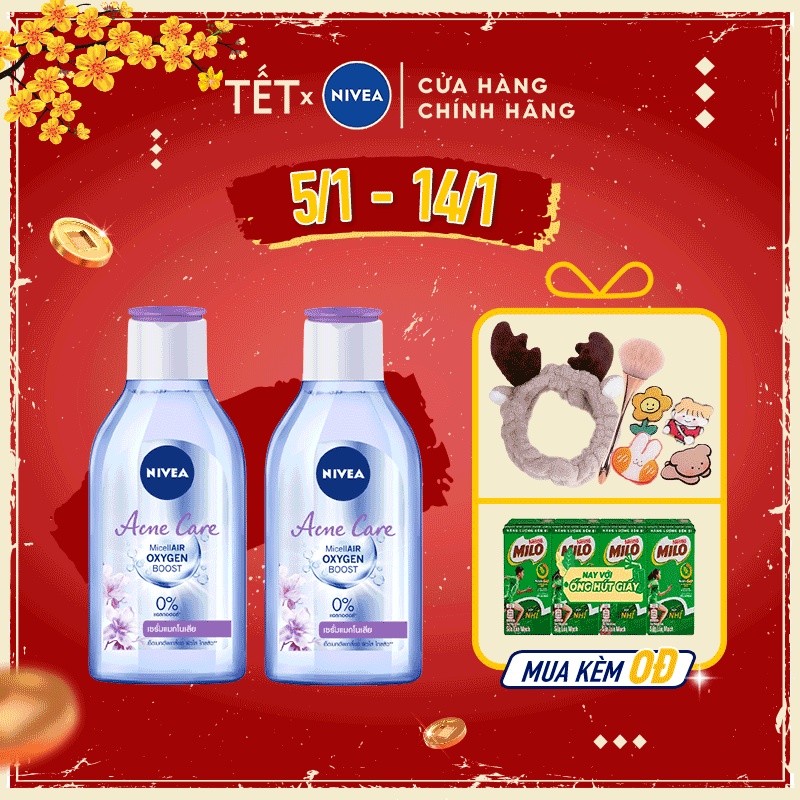 Bộ đôi Nước Tẩy Trang NIVEA Ngừa Mụn Acne Care Micellar Water 400ml/chai 80116