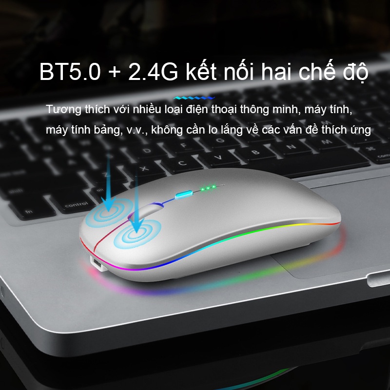 Chuột không dây / Chuột Bluetooth / Chuột không dây có đèn LED có thể sạc lại / Nhấp chuột im lặng
