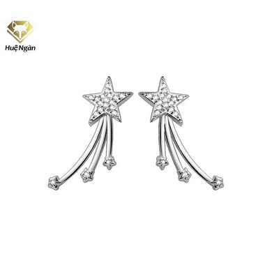 Bông tai bạc Ý 925 Huệ Ngân - Ngôi sao may mắn E16016