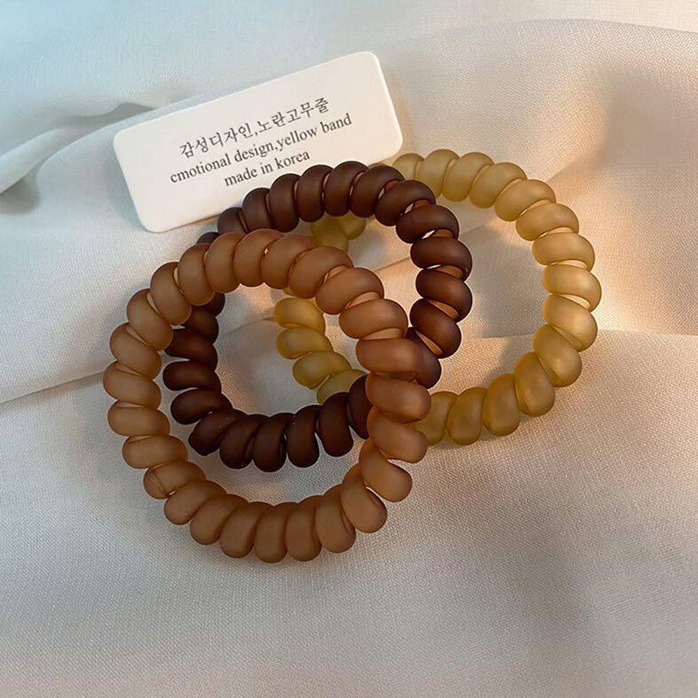 Dây buộc tóc co giãn màu nhám kiểu dây điện thoại dễ thương cho nữ