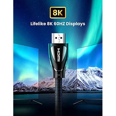 Cáp HDMI 2.1 Chính Hãng Ugreen 80404 80405 HD140 ULTRA HD 8K x 4K@60Hz 48Gbps Cao Cấp màu đen dây Mềm