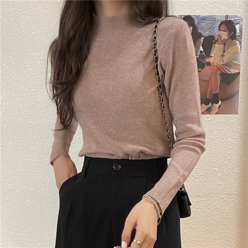 Áo cổ lọ trơn basic