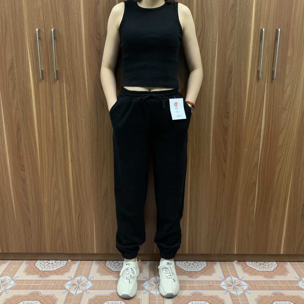 QUẦN Nhung TĂM ống rộng NỮ DÁNG JOGGER CAO CẤP - QUẦN nhung nữ CẠP CHUN CÓ TÚI