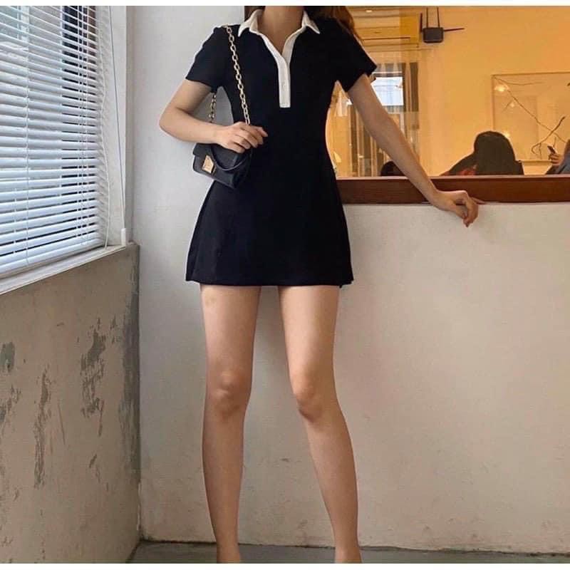 Váy Polo Thun Suông Ngắn Tay - Đầm Ôm Body Cổ Sơ Mi Nữ Siêu Xinh