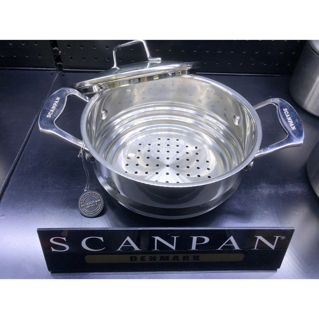 Vỉ hấp inox có nắp cao cấp Scanpan Impact 16/18/20cm, thiết kế 3 lớp, an toàn sức khỏe, hàng chính hãng 71152000