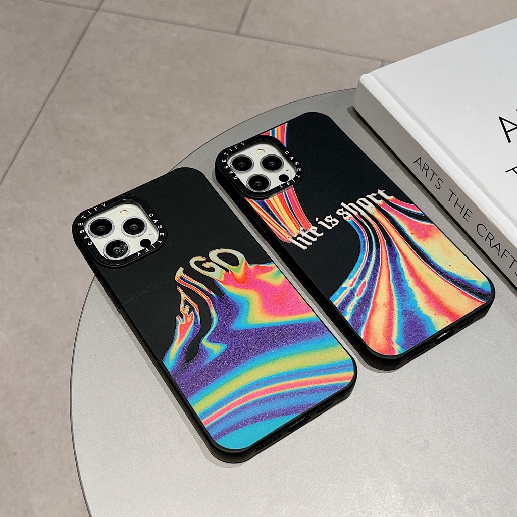 Ốp Điện Thoại Cạnh Thẳng Màu Aurora Cho iPhone13Pro iP12Pro XS iPhone11 12Promax 13Promax 11 12 13 7P