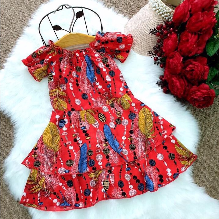 Đầm Bé Gái Trễ Vai Vải Lụa Tơ Họa Tiết Lá Cây cực xinh K90 - Trang 25 Kids
