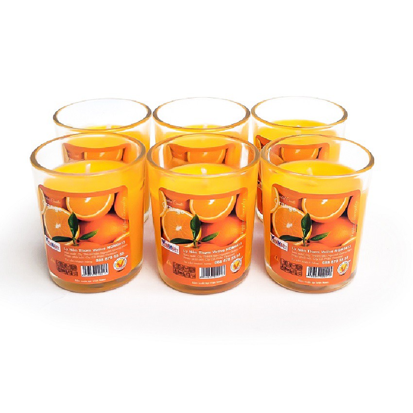 Hộp 6 ly nến thơm votive Miss Candle FTRAMART NQM0413 Orange (Hương cam)