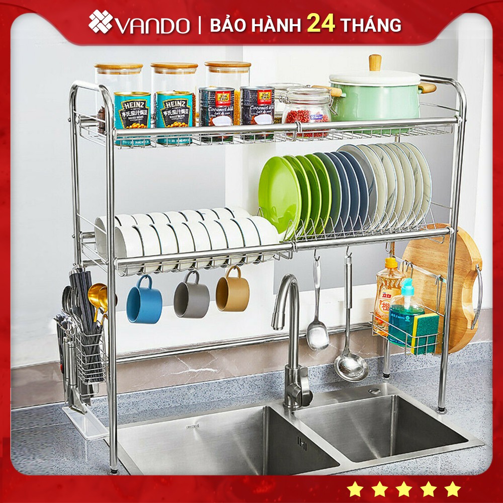 [𝐋𝐨𝐚̣𝐢 𝟗𝟎𝐜𝐦] KỆ ĐỂ BÁT, ĐŨA, GIÁ, THỚT, ĐĨA ĐA NĂNG INOX 304 CAO CẤP THÔNG MINH TRÊN BỒN RỬA CHÉN