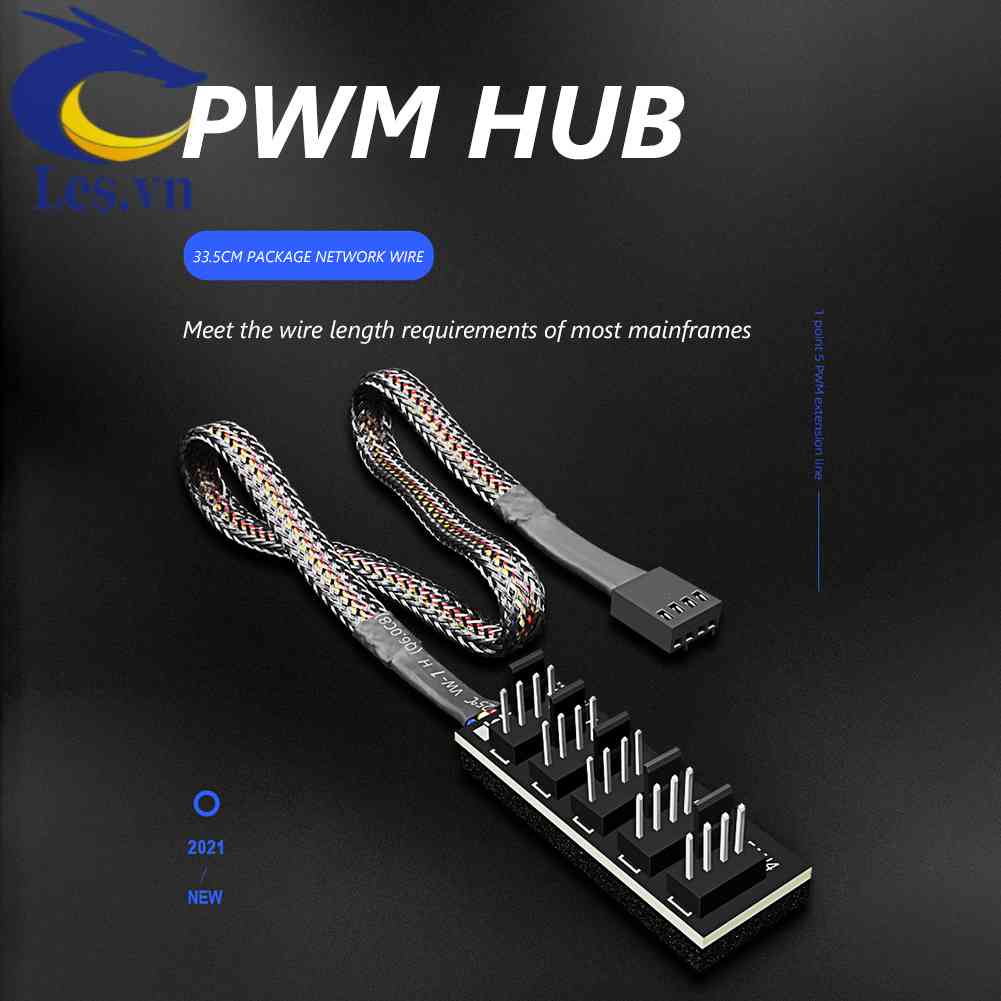 Cáp Chia Cổng Quạt Tản Nhiệt 1 Sang 5 4-Pin PWM CPU PC Ốp