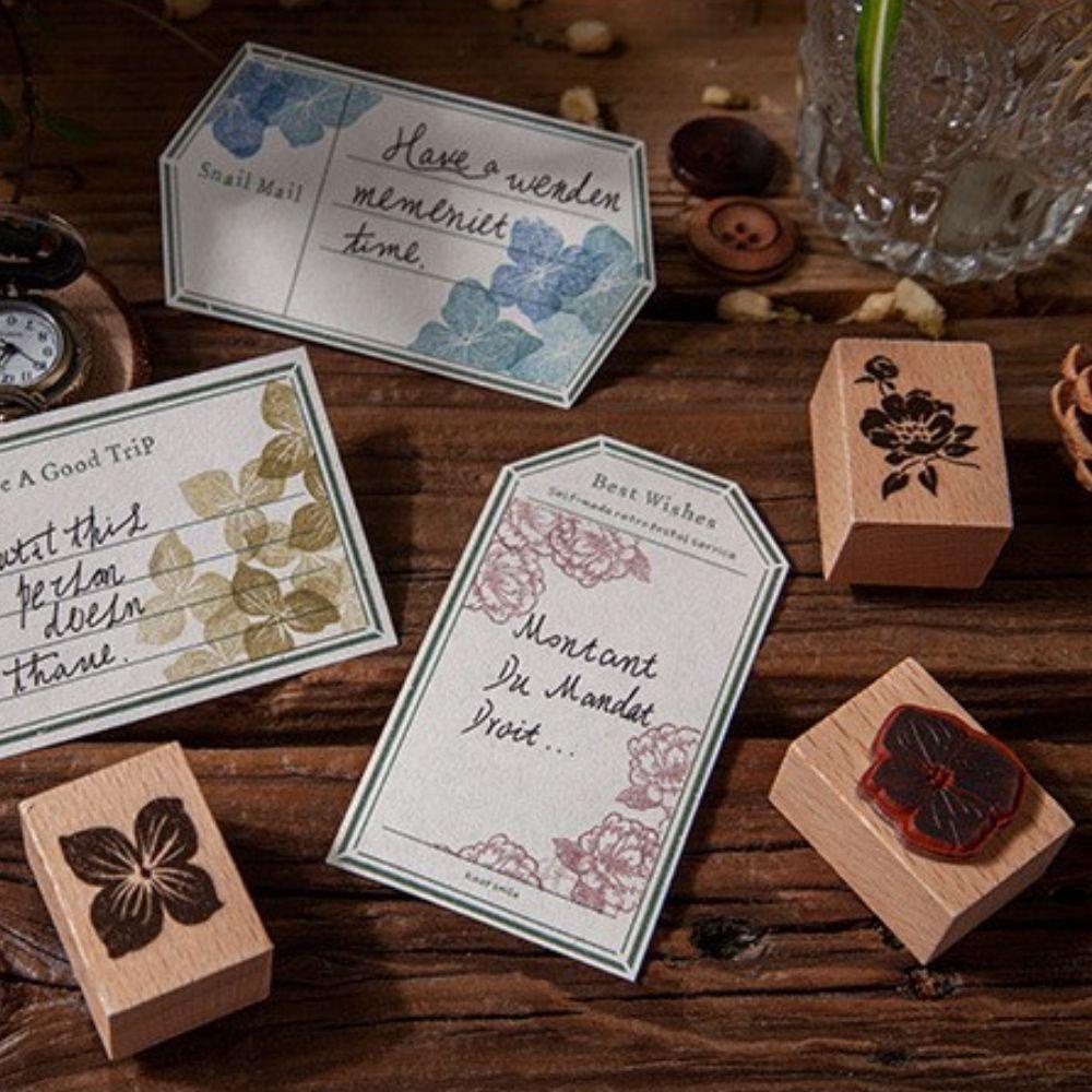 Con Dấu Gỗ In Hình Cây Cỏ Tự Nhiên Trang Trí Sổ Tay / Nhật Ký DIY