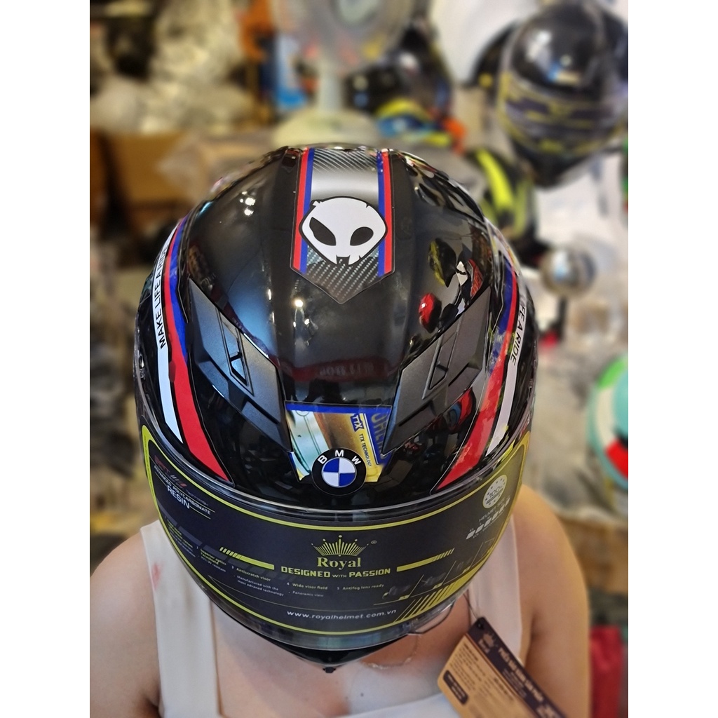 Nón bảo hiểm Fullface M266 đen bóng dán tem BMW
