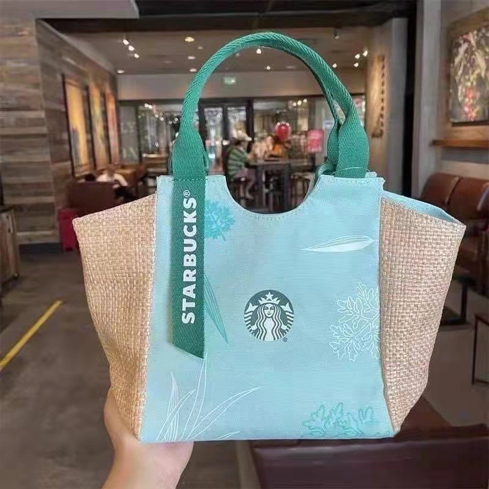 Túi mua sắm/ đựng cơm trưa Starbucks bằng vải canvas tiện dụng
