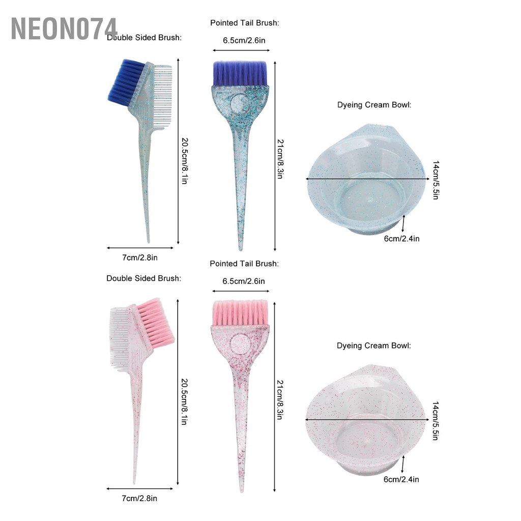 Neon074 3 cái Bàn Chải Nhuộm Tóc Làm Màu Lược Thợ Cắt Cho Sử Dụng Tiệm Tại Nhà