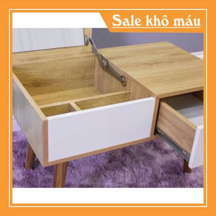 Bàn trang điểm mini nhỏ gọn  bàn trang điểm ngồi bệt kèm gương cao cấp để đầu giường Gỗ MDF( Tặng kèm tuavit )