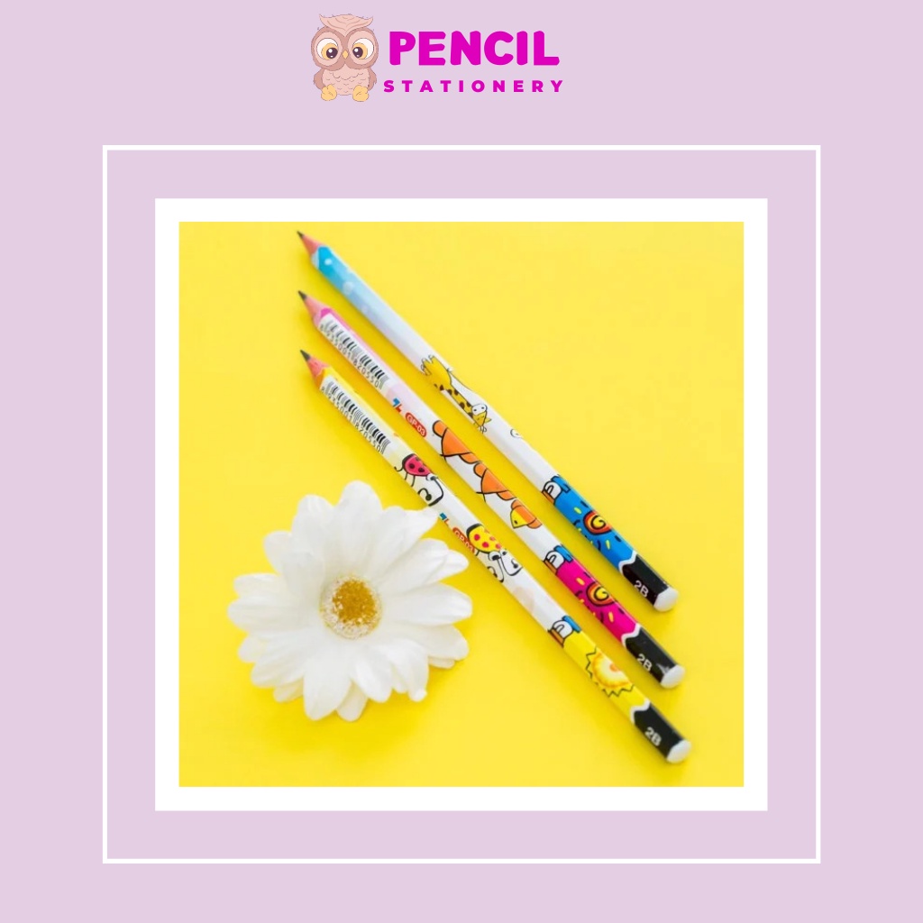 Bút Chì Gỗ Phác Thảo Hội Họa 2B Kèm Tẩy Thiên Long GP-01/03/04/018/020, Chì Vẽ Tranh Nhiều Màu Dễ Thương