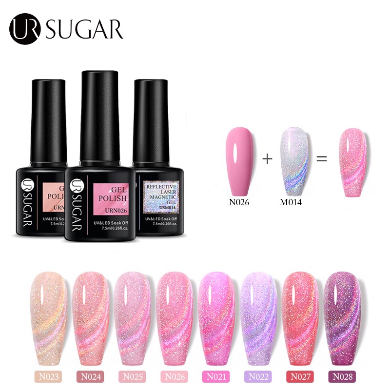 Sơn móng tay UR SUGAR phản quang nam châm nhiều màu tùy chọn 7.5ml