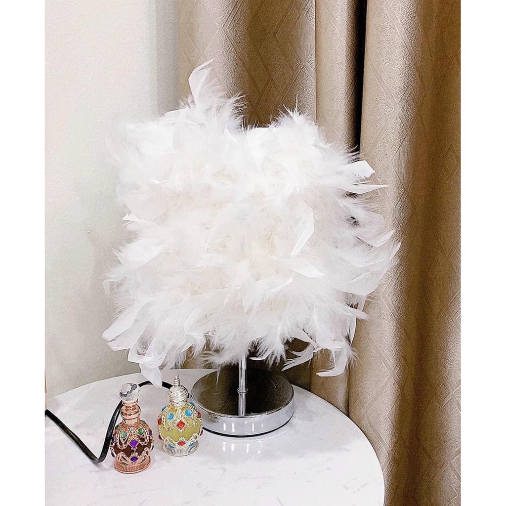 Đèn Ngủ Lông Vũ - Đèn Ngủ Để Bàn Trang Trí Sang Trọng - Ảnh Thật - NHÀ SHY HOMEDECOR