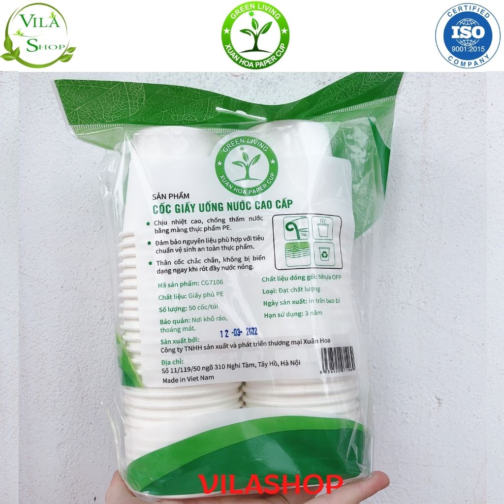 (Gói 50) Cốc Giấy, Ly Giấy 135ml XUÂN HOA  Dùng Một Lần Cho Buổi Tiệc Sinh Nhật, Liên Hoan, Dã Ngoại